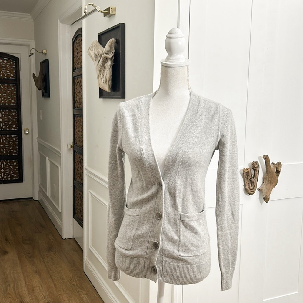 Banana Republic Italian‎ Wool Cashmere Cardigan V Neck Button Gray XS